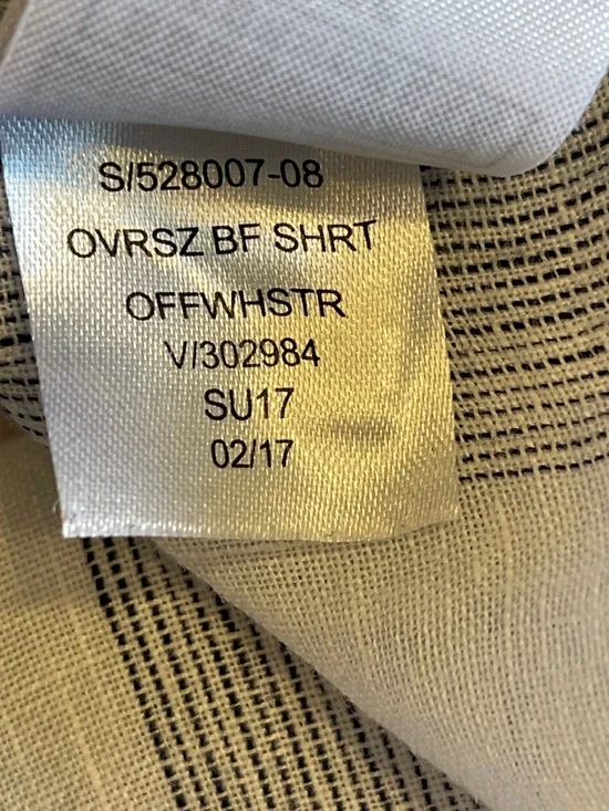 Coastal European Linen Oversized Boyfriend Shirt Blue Stripe Relaxed Chic - Picture 6 of 8